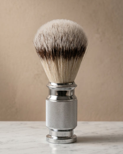 Kronos shaving brush on marble, studio still