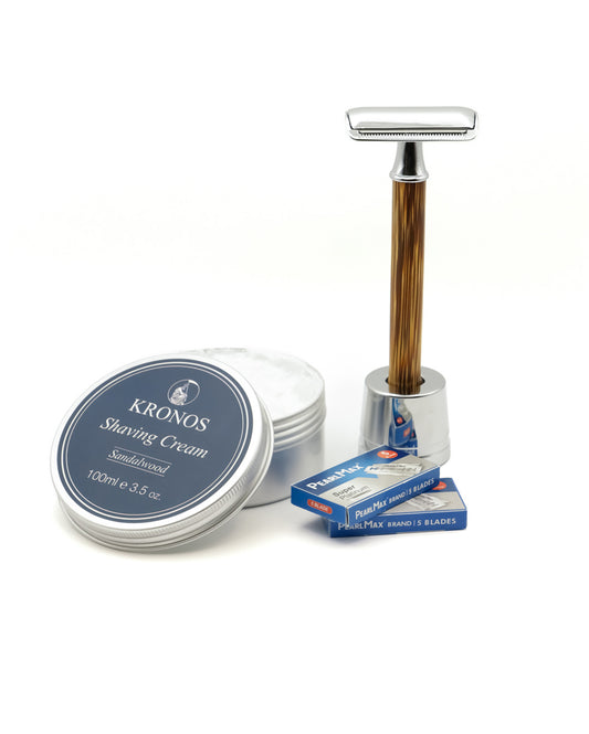Doric Ritual Set: razor, stand, blades and cream