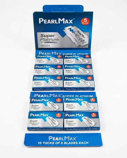 Fifty double-edge razor blades in ten packs of five