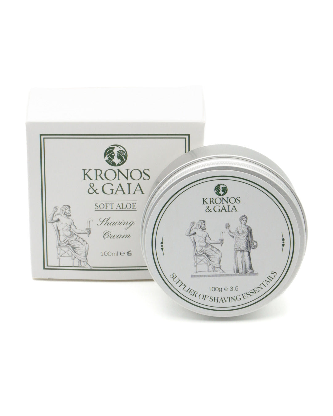 Aloe Shaving Cream tin beside its Soft Aloe carton