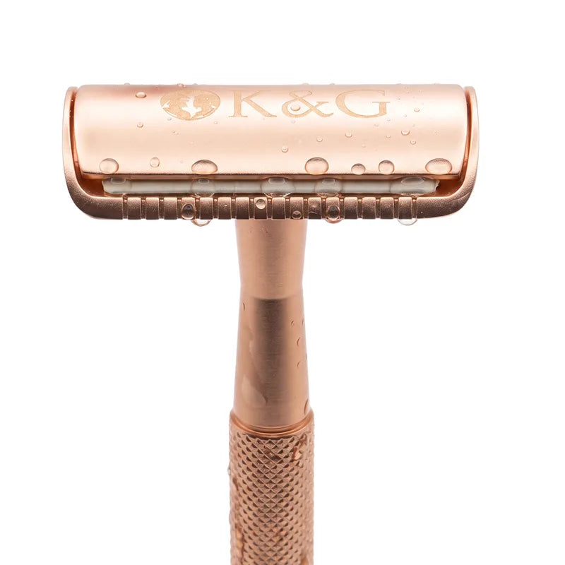 The Kronos & Gaia safety razor in rose gold